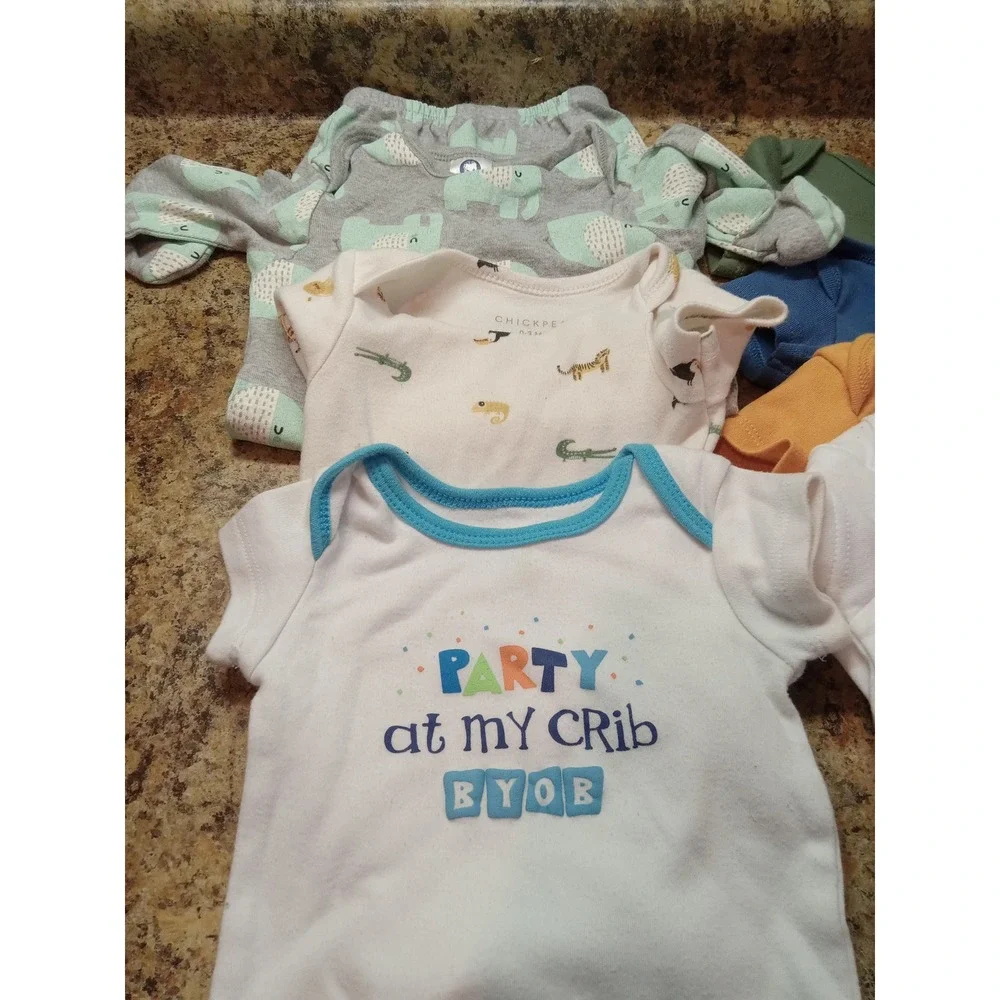 Baby Boy Mixed Lot Gerber Organi Chickpea Kidgets 0-3M 0-6M Bodysuits Pants Bibs